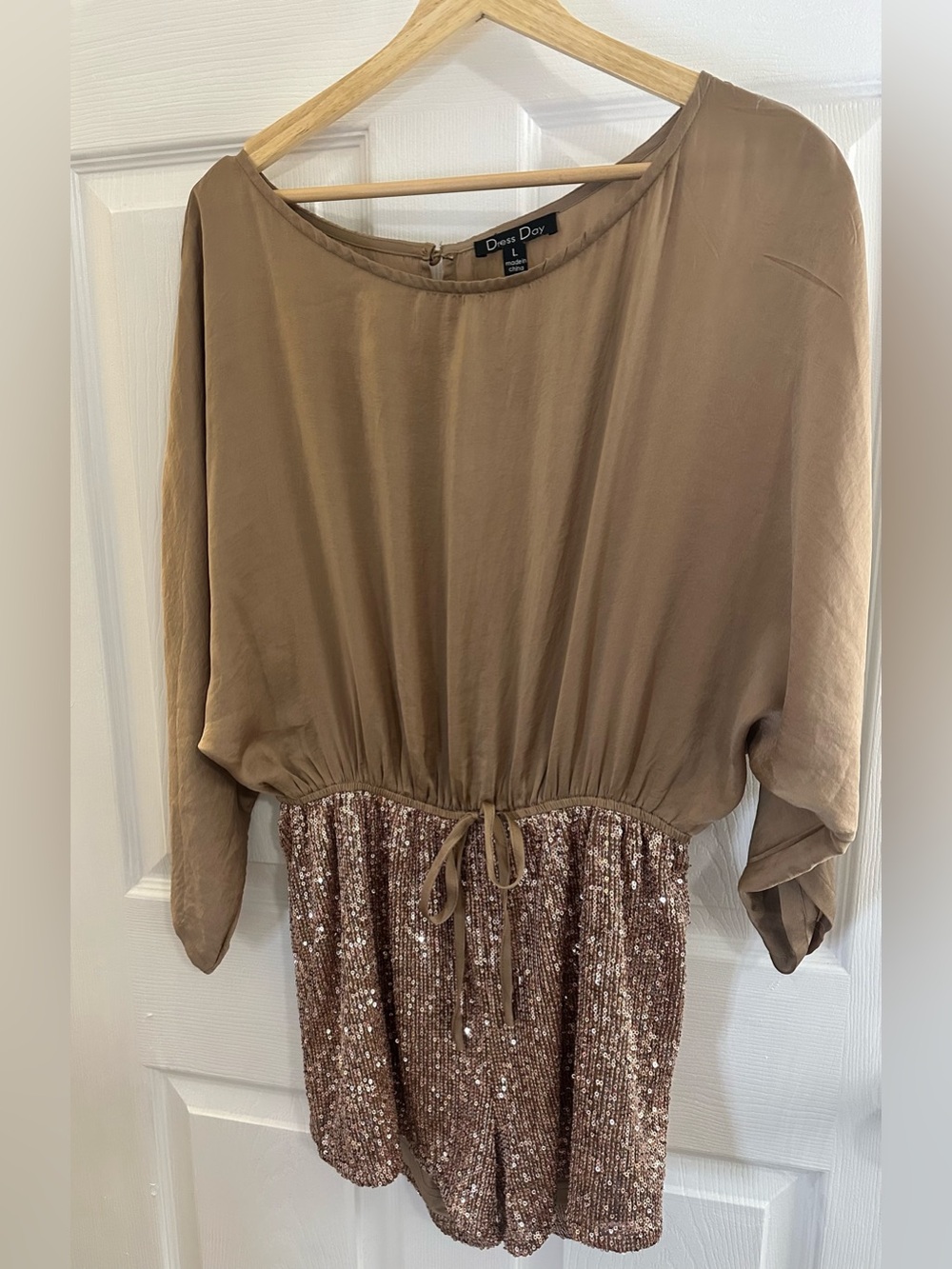 Dress Day Women’s Brown Sequin Waist-Tie Shorts